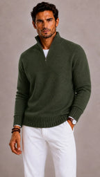 Men's Zip-up Jumper with High Collar