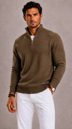Men's Zip-up Jumper with High Collar