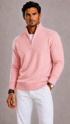 Men's Zip-up Jumper with High Collar