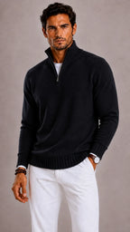 Men's Zip-up Jumper with High Collar