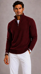 Men's Zip-up Jumper with High Collar