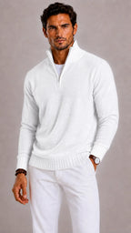 Men's Zip-up Jumper with High Collar