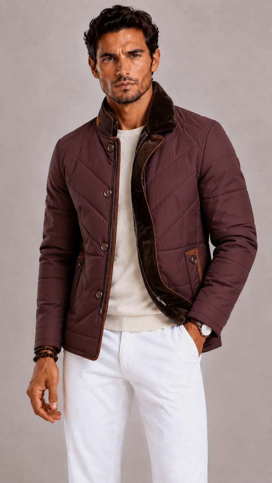 Men's Puffer Jacket with Quilted Finish