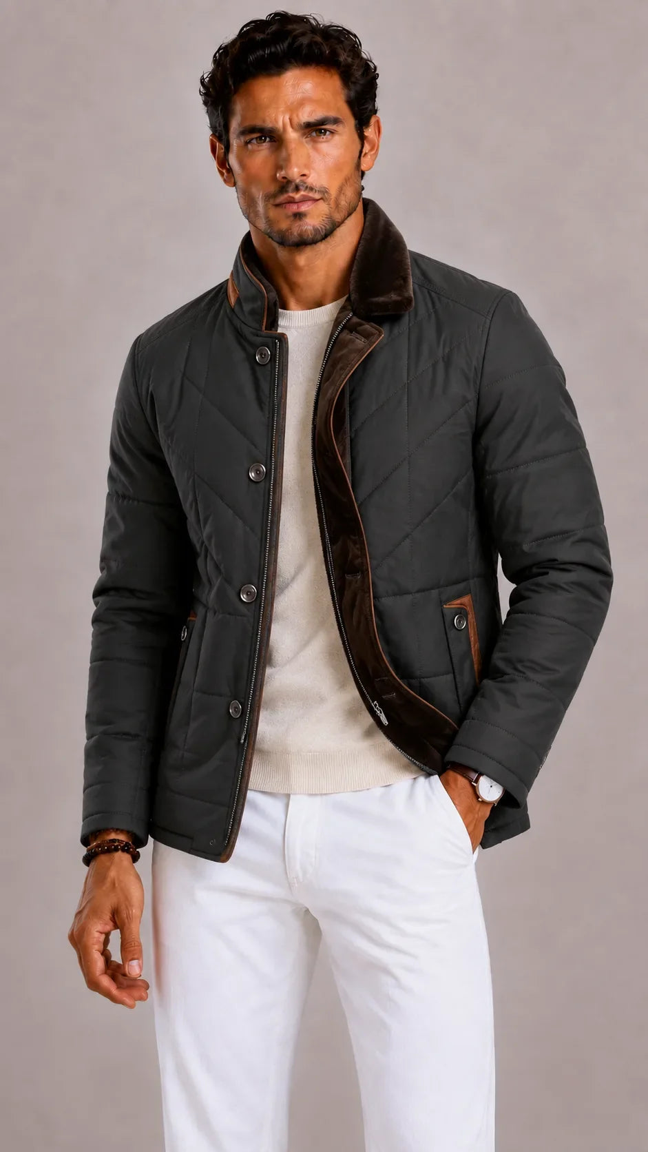 Men's Puffer Jacket with Quilted Finish