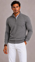 Men's Zip-up Jumper with Mock Neck – Style 2