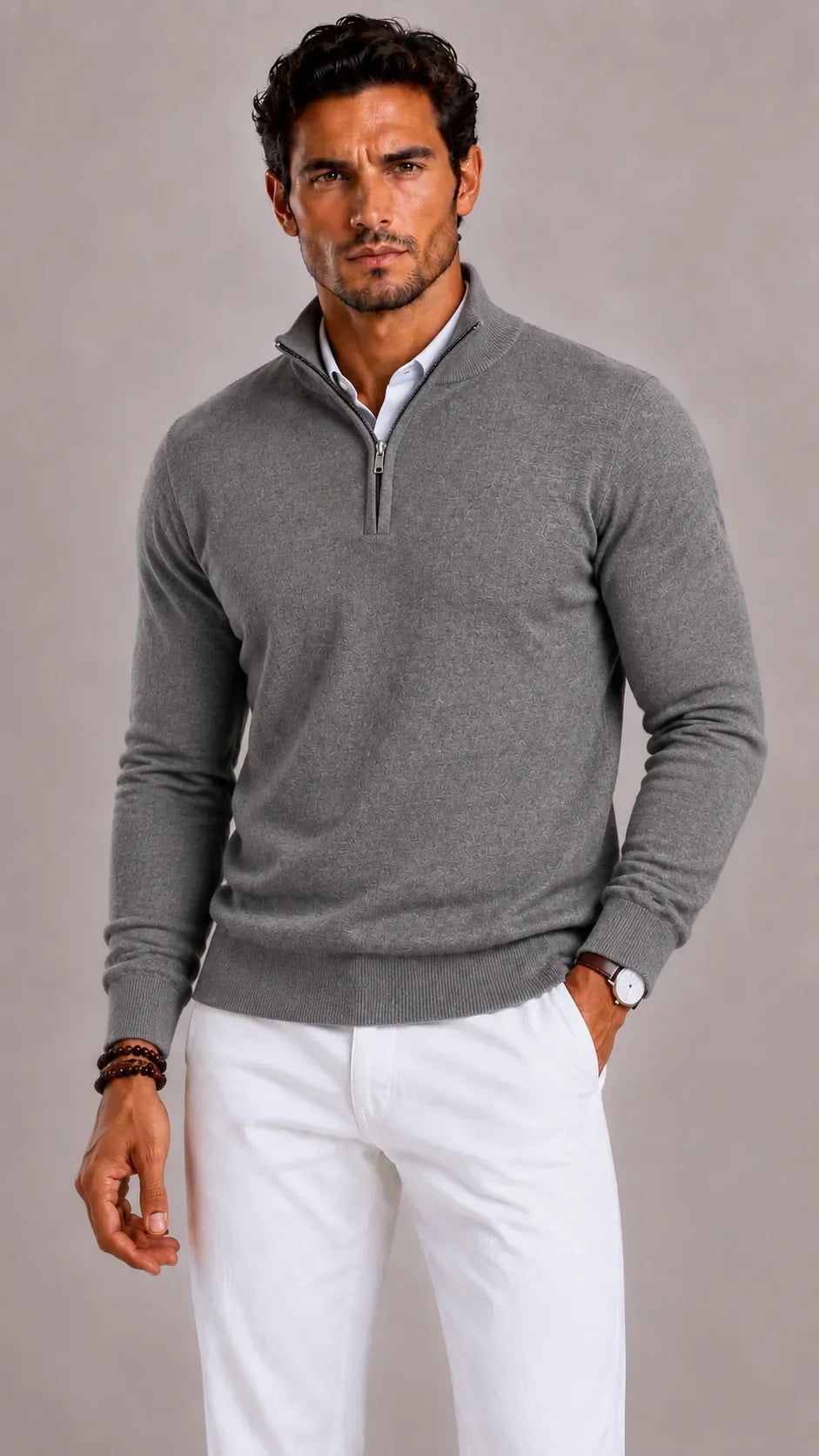 Men's Zip-up Jumper with Mock Neck – Style 2