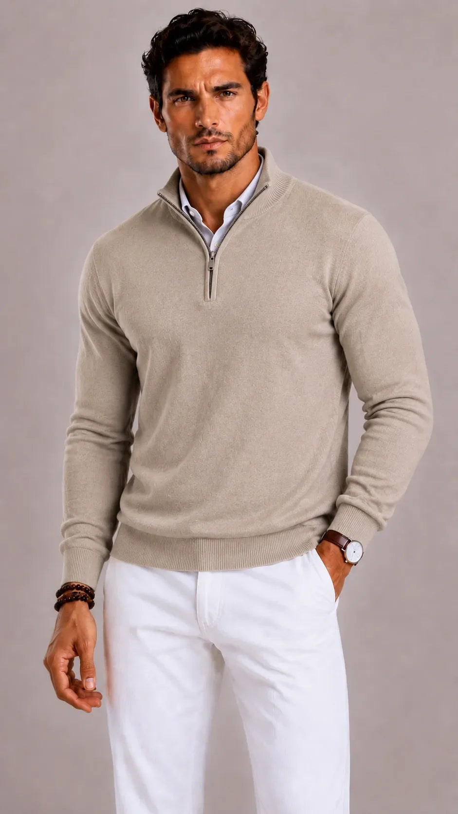 Men's Zip-up Jumper with Mock Neck – Style 2