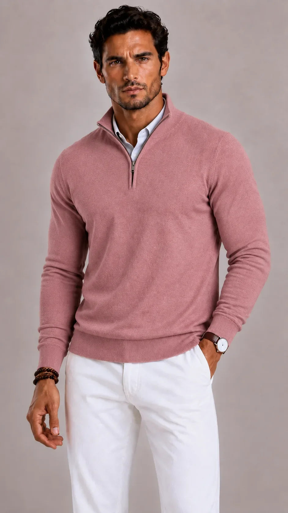 Men's Zip-up Jumper with Mock Neck – Style 2