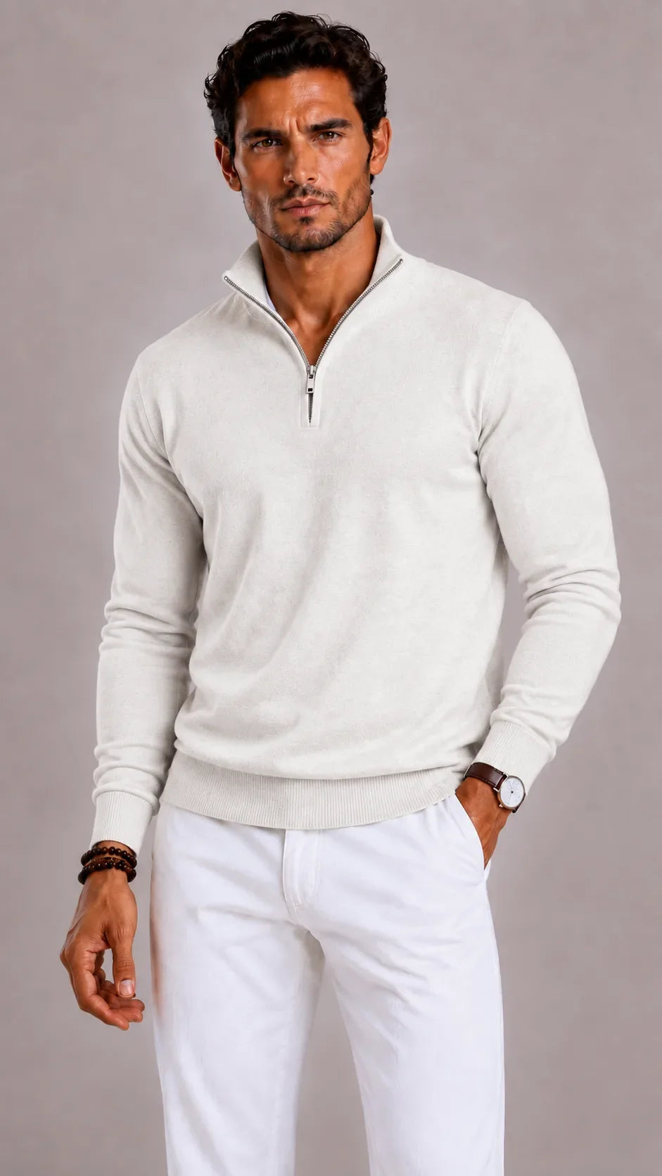 Men's Zip-up Jumper with Mock Neck – Style 2