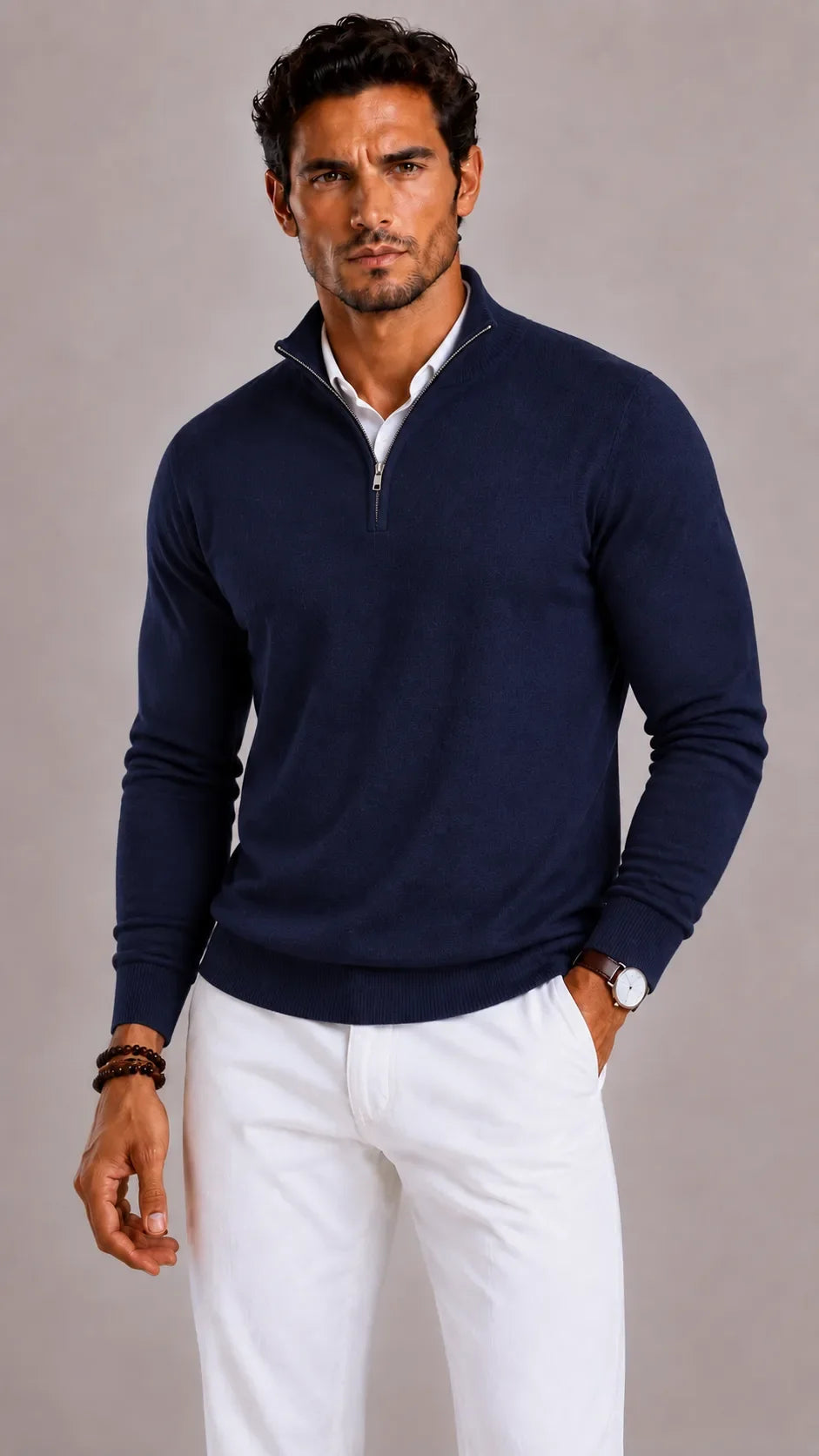Men's Zip-up Jumper with Mock Neck – Style 2