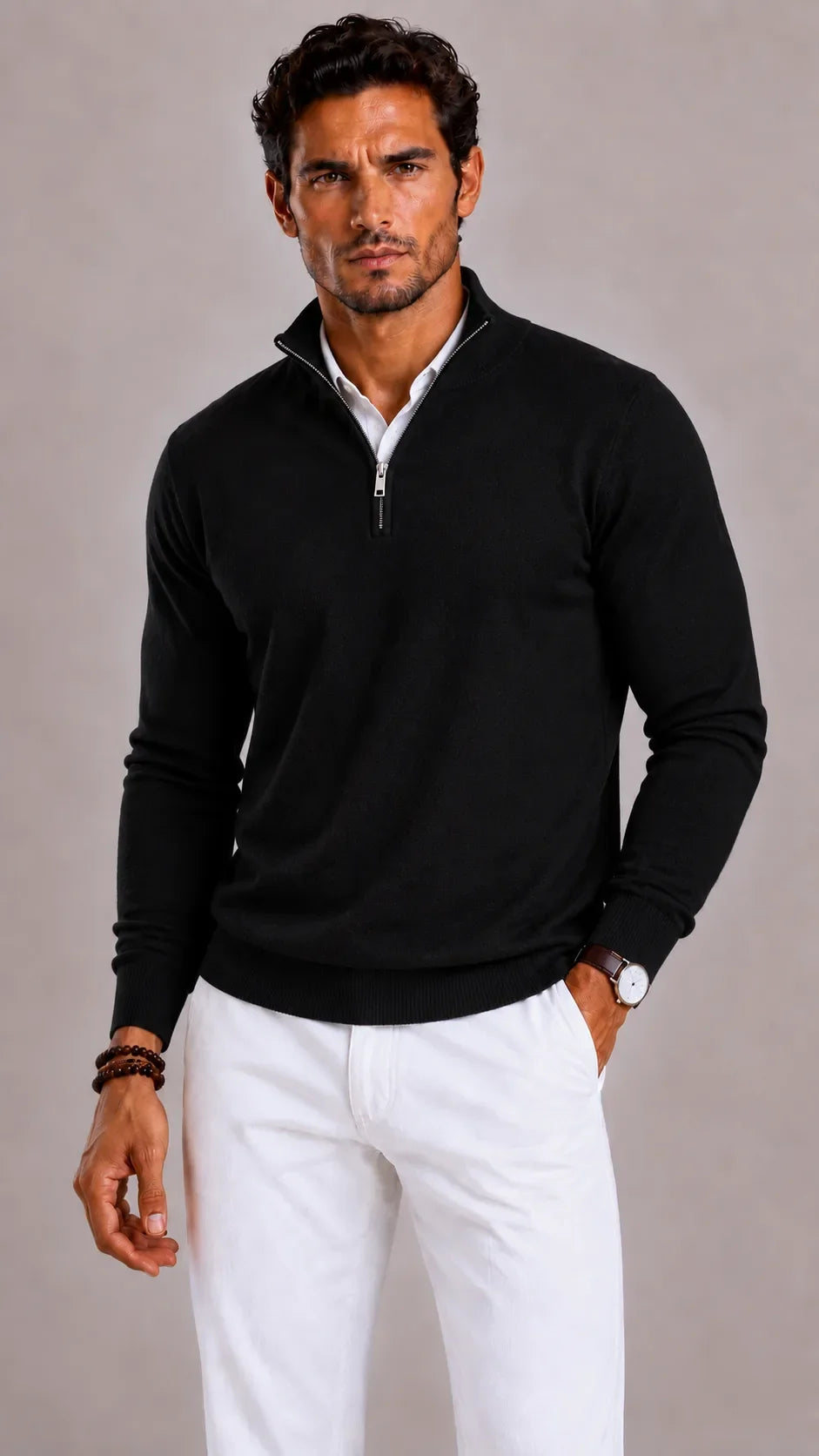 Men's Zip-up Jumper with Mock Neck – Style 2