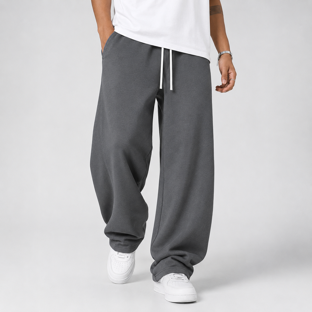 Men's Knit Jogger Trousers – Drawstring Waist, Straight Cut