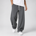 Men's Knit Jogger Trousers – Drawstring Waist, Straight Cut
