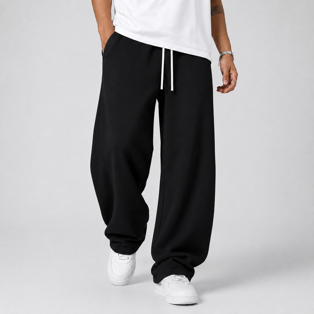 Men's Knit Jogger Trousers – Drawstring Waist, Straight Cut