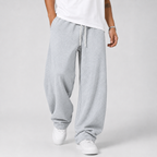 Men's Knit Jogger Trousers – Drawstring Waist, Straight Cut