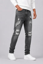 Men's Slim-fit Jeans with Ripped Details