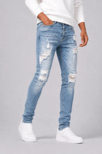 Men's Slim-fit Jeans with Ripped Details