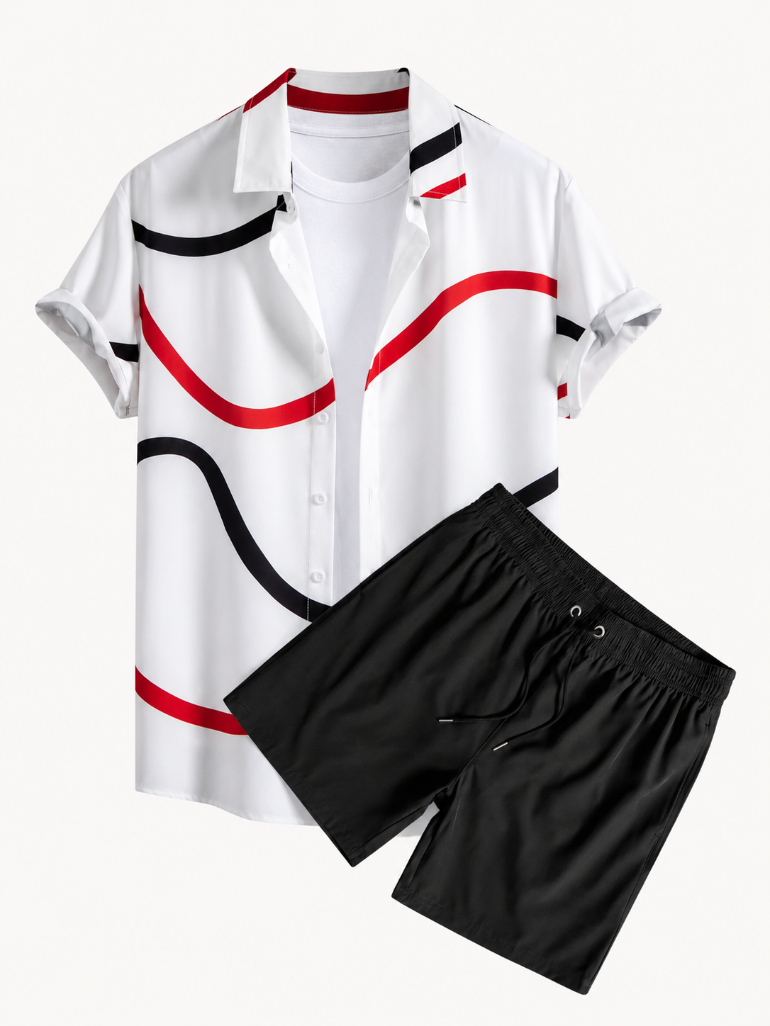 Men's Short-Sleeve Shirt Swim Set – Printed Two-Piece