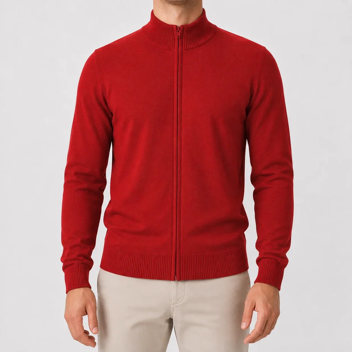 Men's Cardigan with Stand Collar