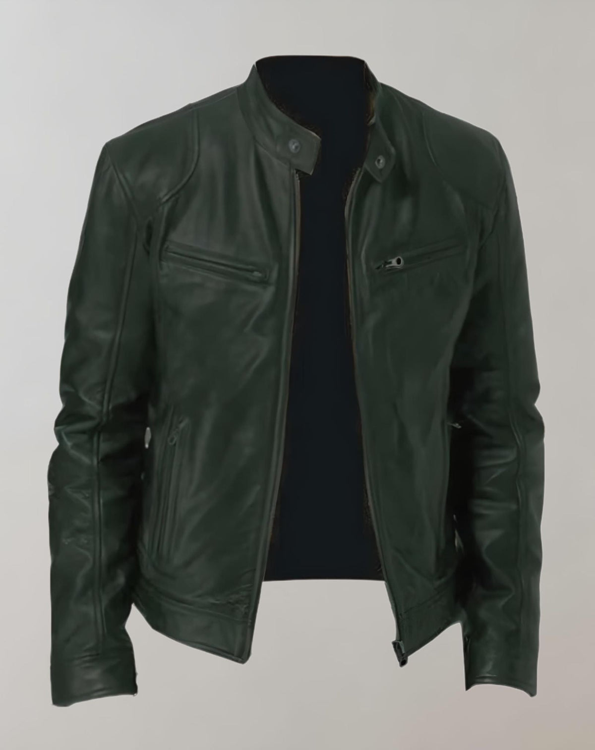 Men's Gloss-Finish leather-look Jacket – Zip-Front Racer Style