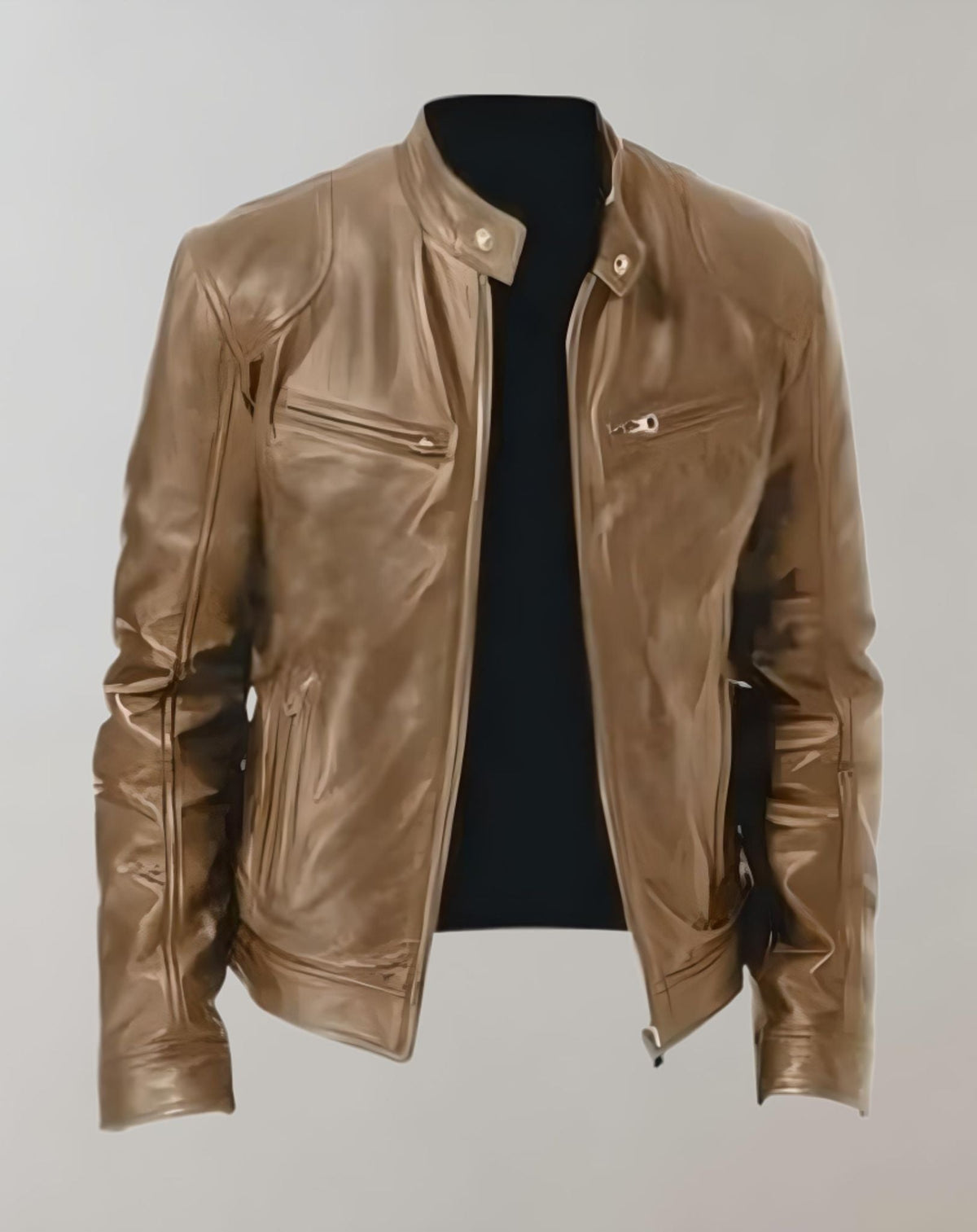 Men's Gloss-Finish leather-look Jacket – Zip-Front Racer Style