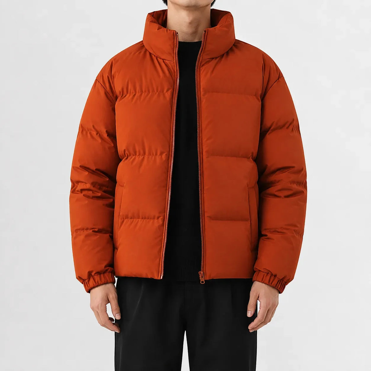 Men's Puffer Jacket with High Collar