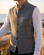 Men's Mandarin-Collar Waistcoat – Four-Button Front