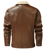 Men's Leather-look Jacket with Shearling-style Collar