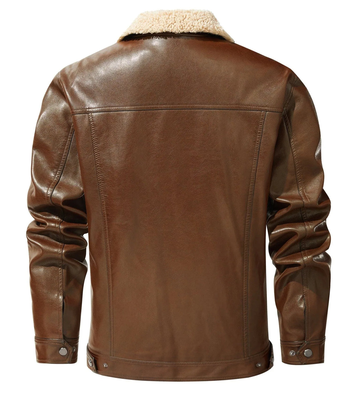Men's Leather-look Jacket with Shearling-style Collar