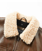 Men's Leather-look Jacket with Shearling-style Collar