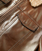 Men's Leather-look Jacket with Shearling-style Collar