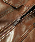Men's Leather-look Jacket with Shearling-style Collar