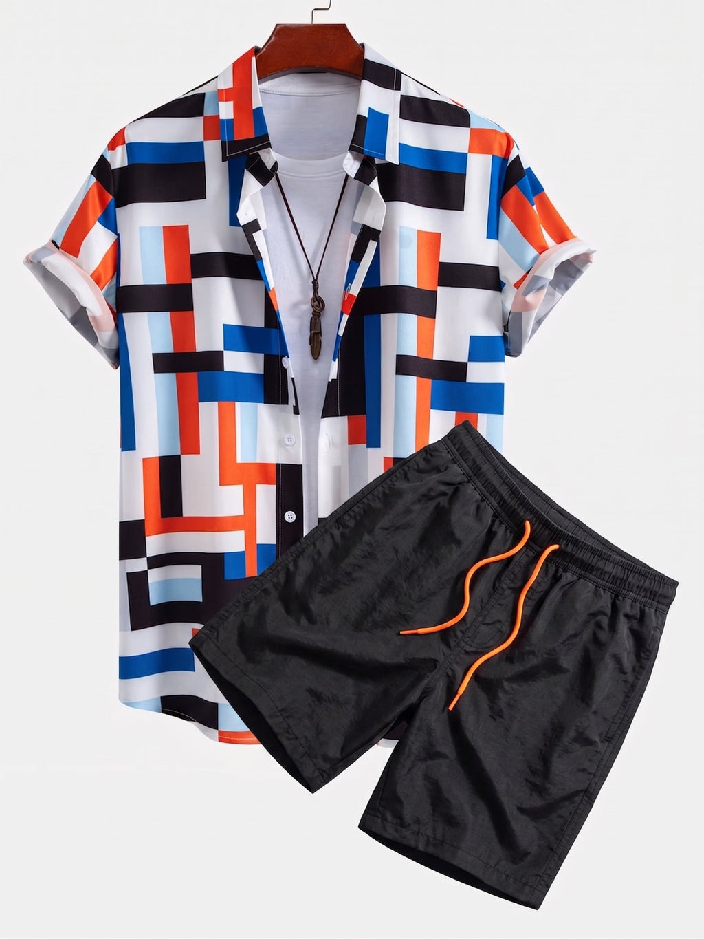 Men's Printed Shirt and Swim Shorts Co-Ord