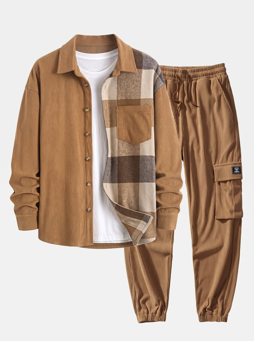 Men's Corduroy Shirt and Cargo Jogger Set