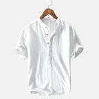 Men's Dense-Weave Linen Shirt – Soft Plush Texture