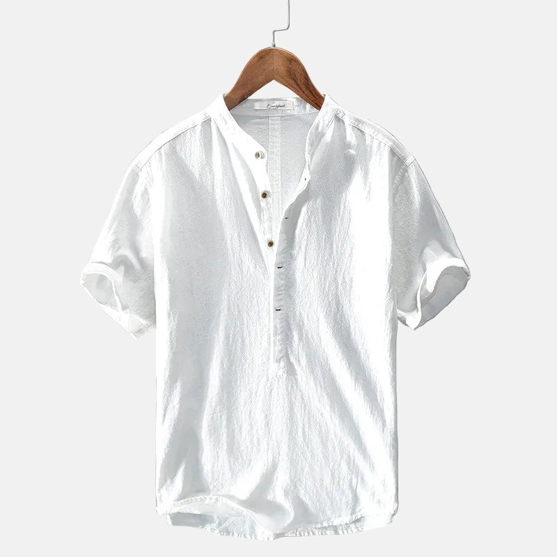 Men's Dense-Weave Linen Shirt – Soft Plush Texture