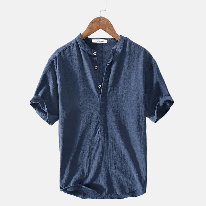 Men's Dense-Weave Linen Shirt – Soft Plush Texture
