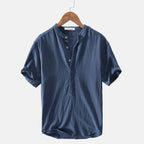 Men's Dense-Weave Linen Shirt – Soft Plush Texture