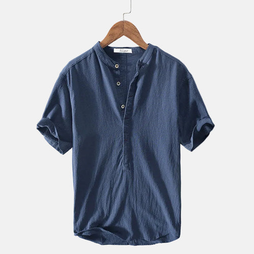 Men's Dense-Weave Linen Shirt – Soft Plush Texture