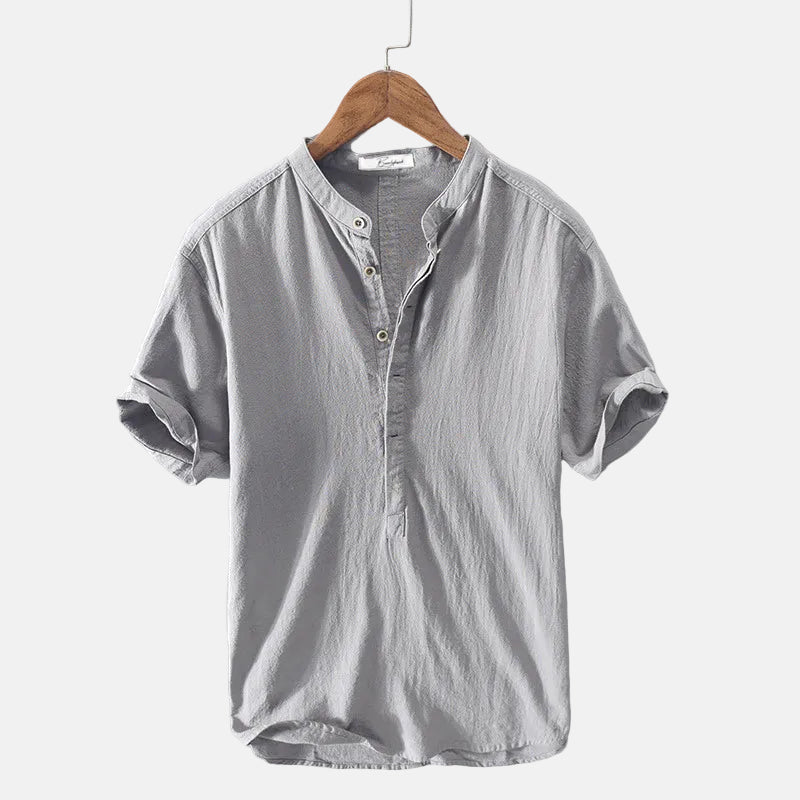 Men's Dense-Weave Linen Shirt – Soft Plush Texture