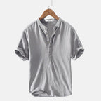 Men's Dense-Weave Linen Shirt – Soft Plush Texture