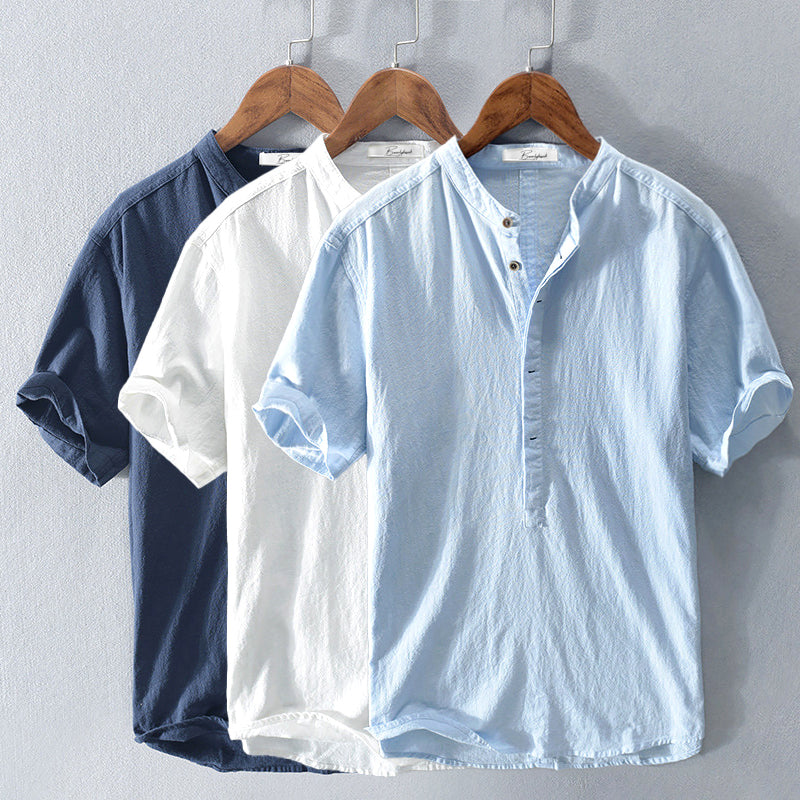 Men's Dense-Weave Linen Shirt – Soft Plush Texture