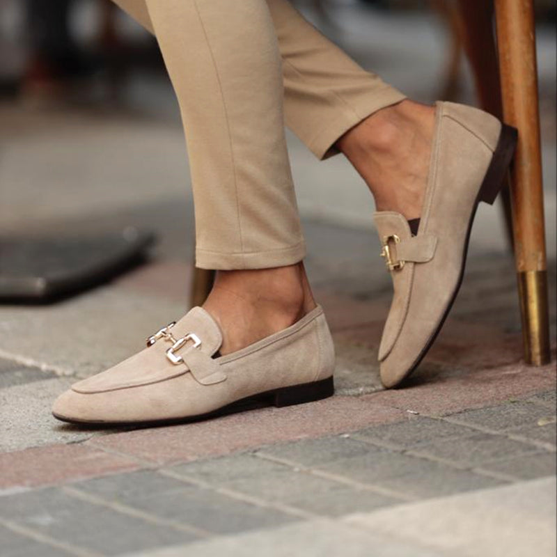 Men's Suede-Look Horsebit Loafers – Sleek Slip-On Formal Shoes