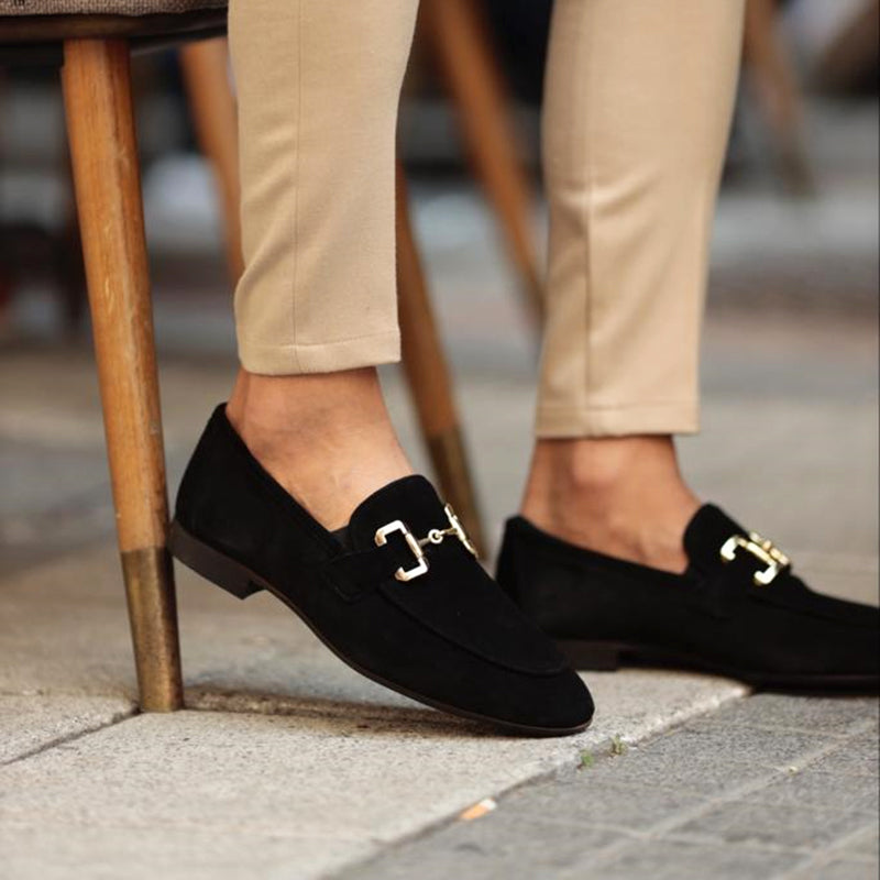 Men's Suede-Look Horsebit Loafers – Sleek Slip-On Formal Shoes