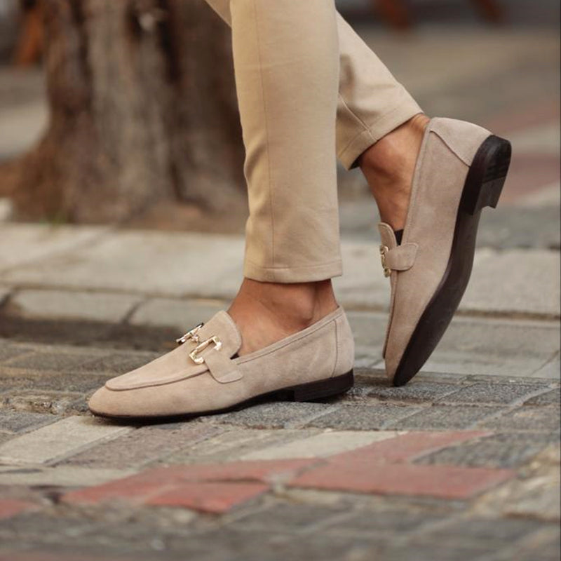 Men's Suede-Look Horsebit Loafers – Sleek Slip-On Formal Shoes