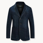 Men's Denim Blazer – Tailored Three-Button Jacket with Patch Pockets