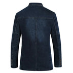 Men's Denim Blazer – Tailored Three-Button Jacket with Patch Pockets