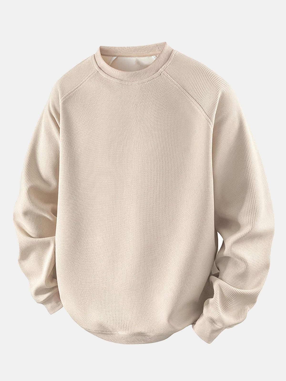 Men's Waffle Textured Crew Neck Sweatshirt