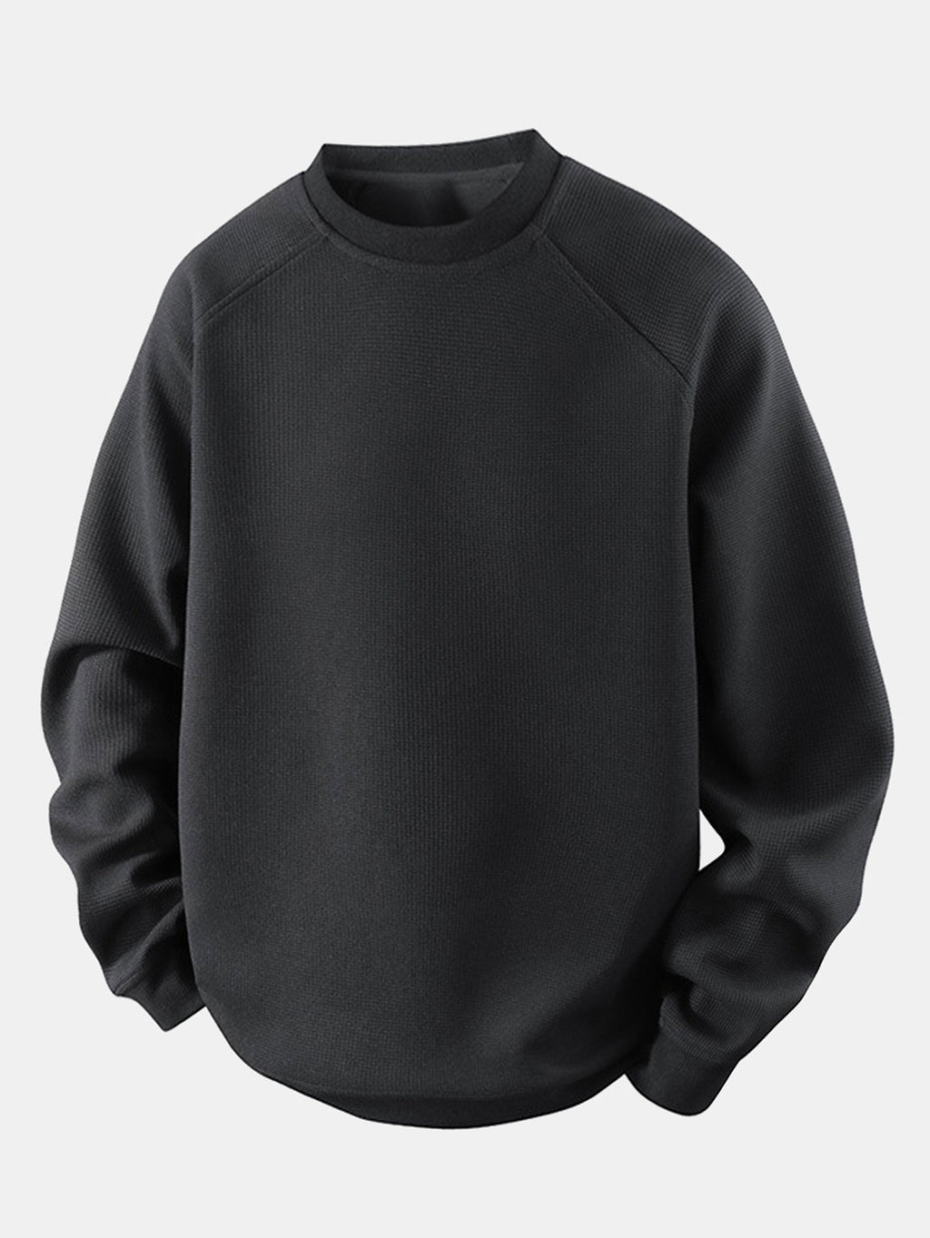Men's Waffle Textured Crew Neck Sweatshirt