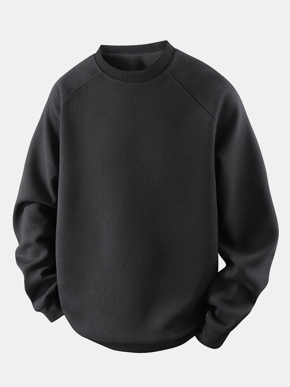 Men's Waffle Textured Crew Neck Sweatshirt